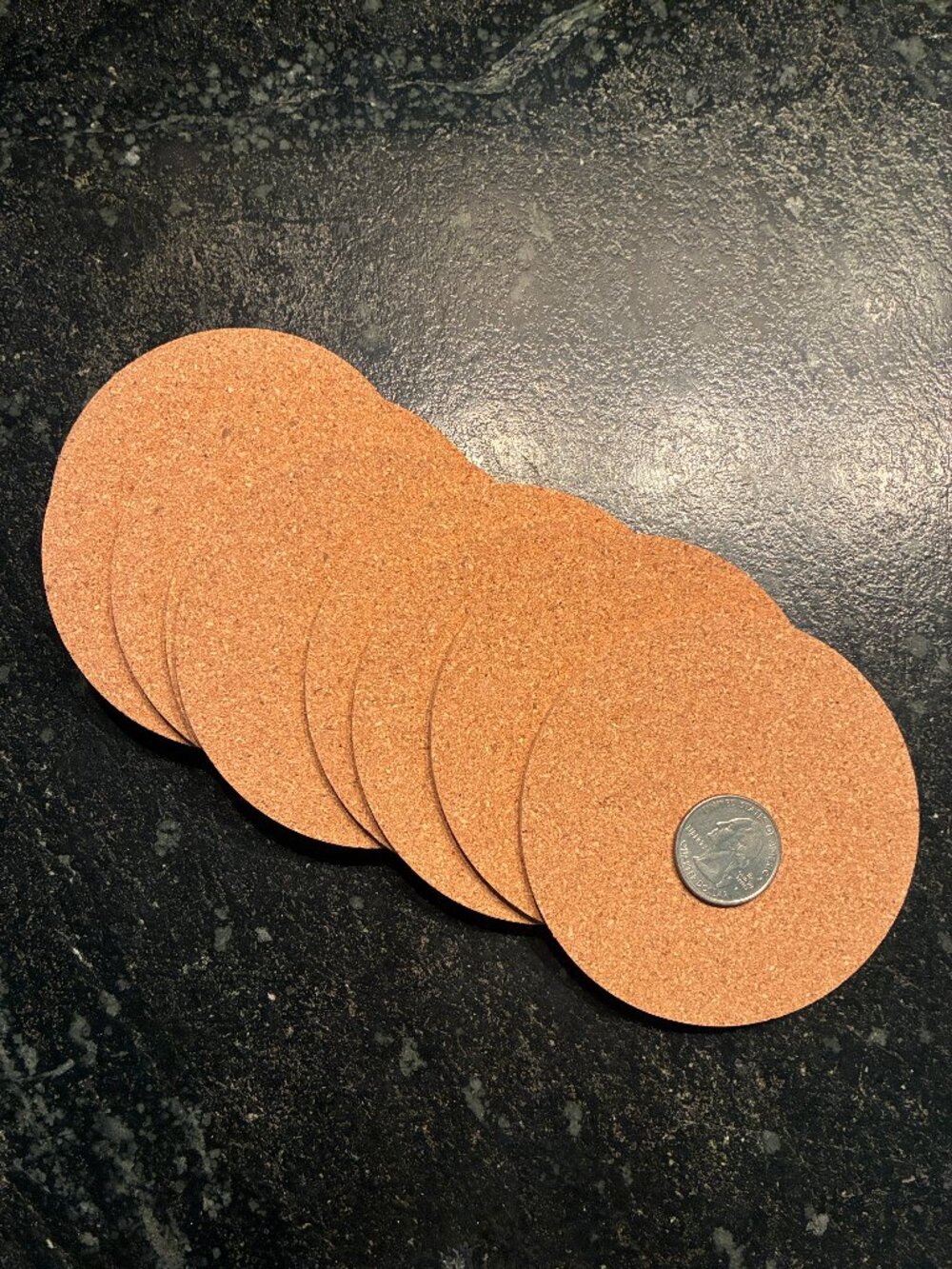 Ten Plain Cork Coasters, Thin, Round (NWOT)